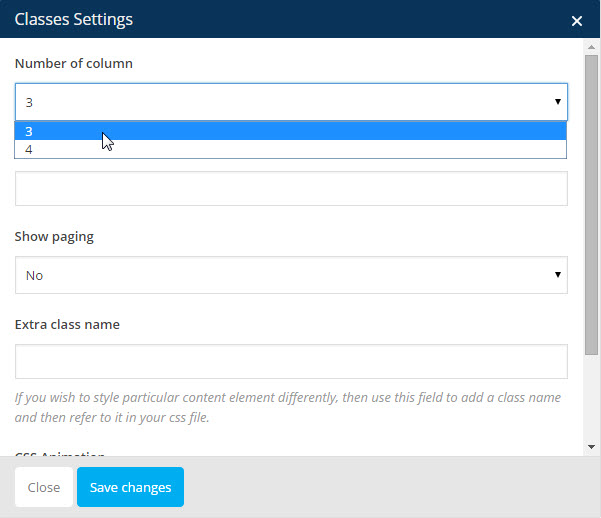 Classes Setting