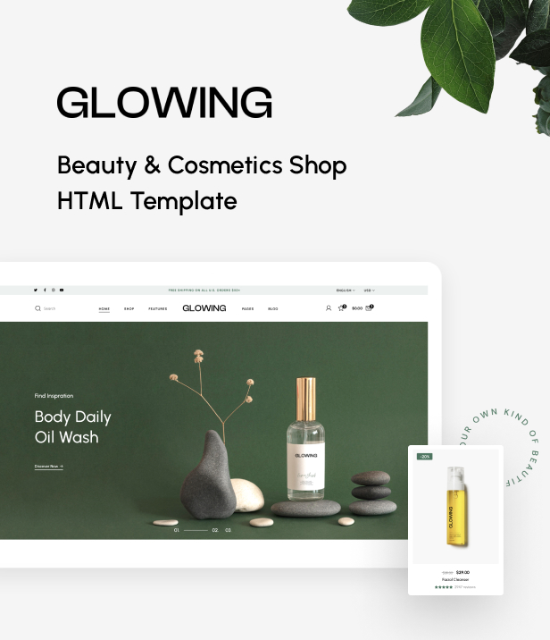 Glowing – Beauty & Cosmetics Shop HTML Template